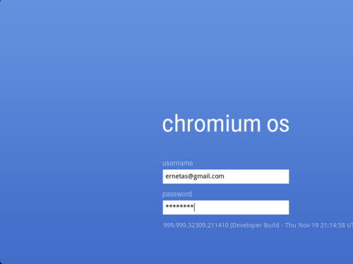 Chromium OS prisijungimo langas
